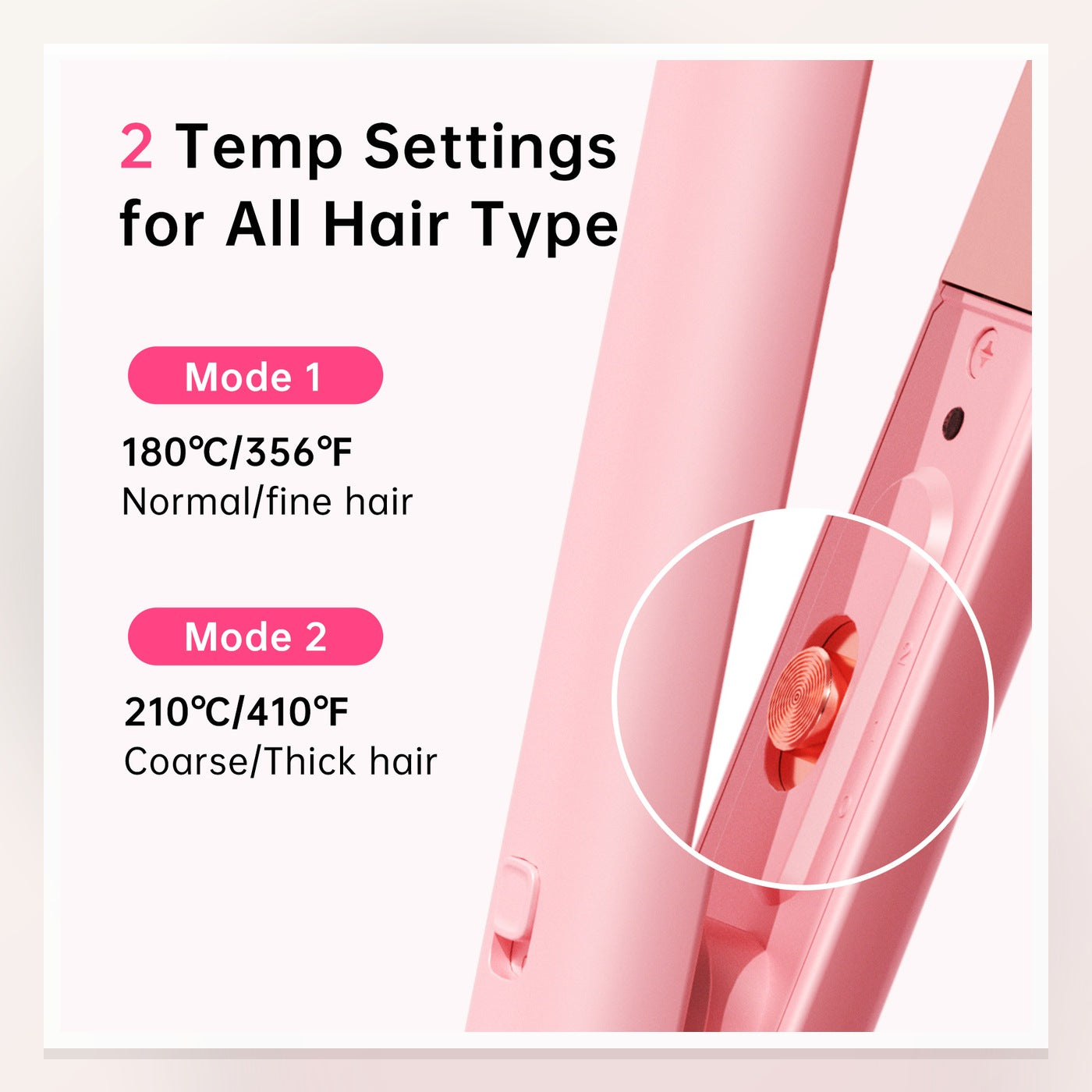 Blush Mini Travel Flat Iron — Heat control detail