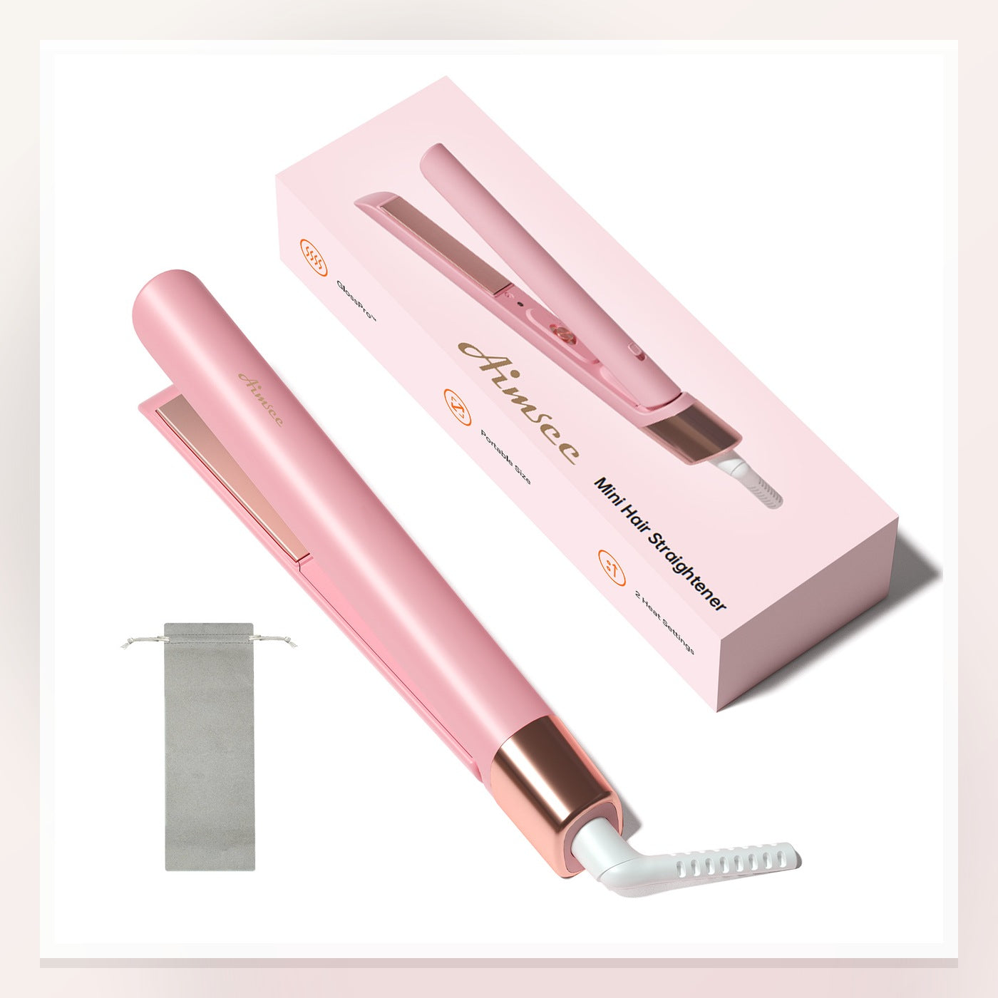 Blush Mini Travel Flat Iron — In the box