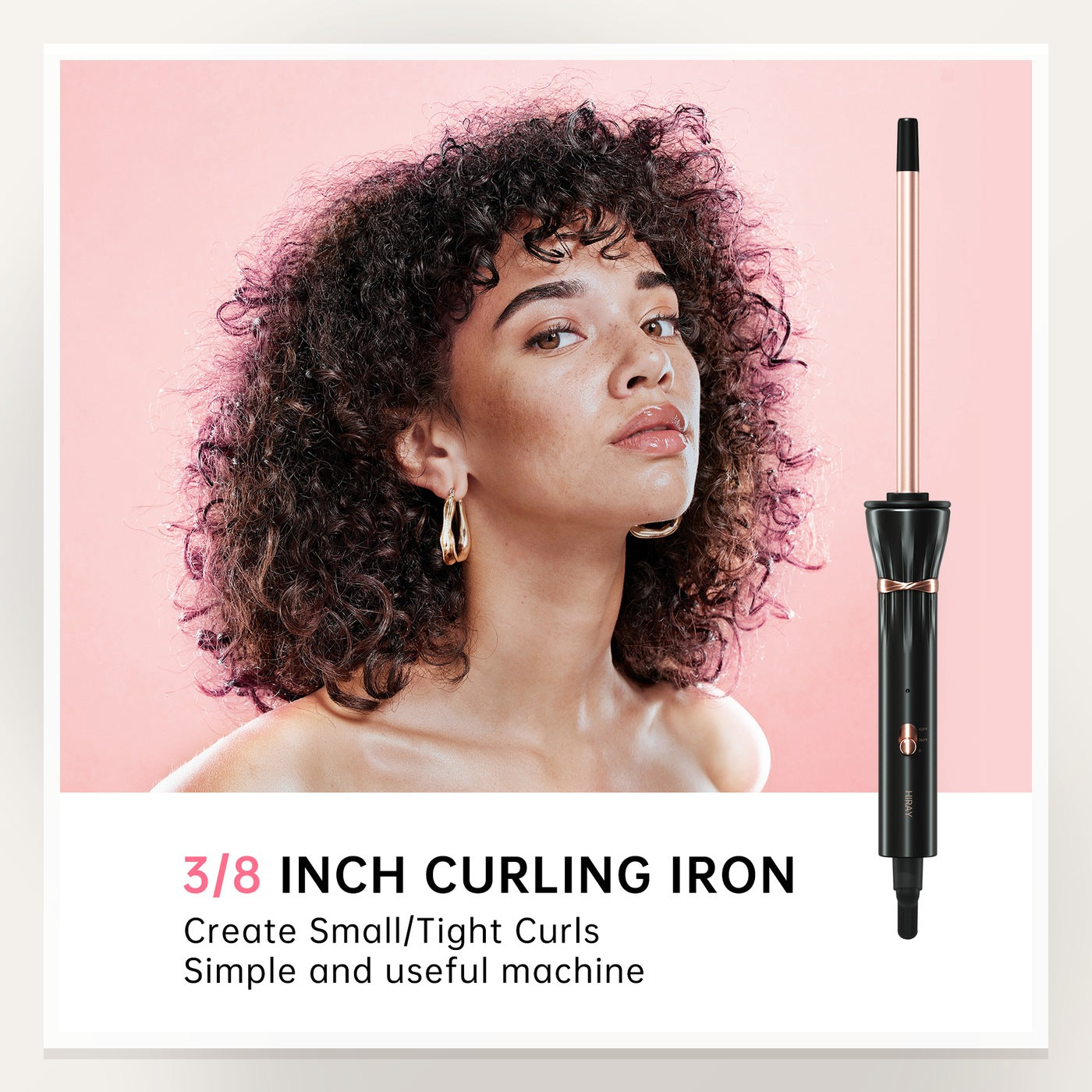 LuxeTiny 9mm Hair Styling Tool — Black — Full product view