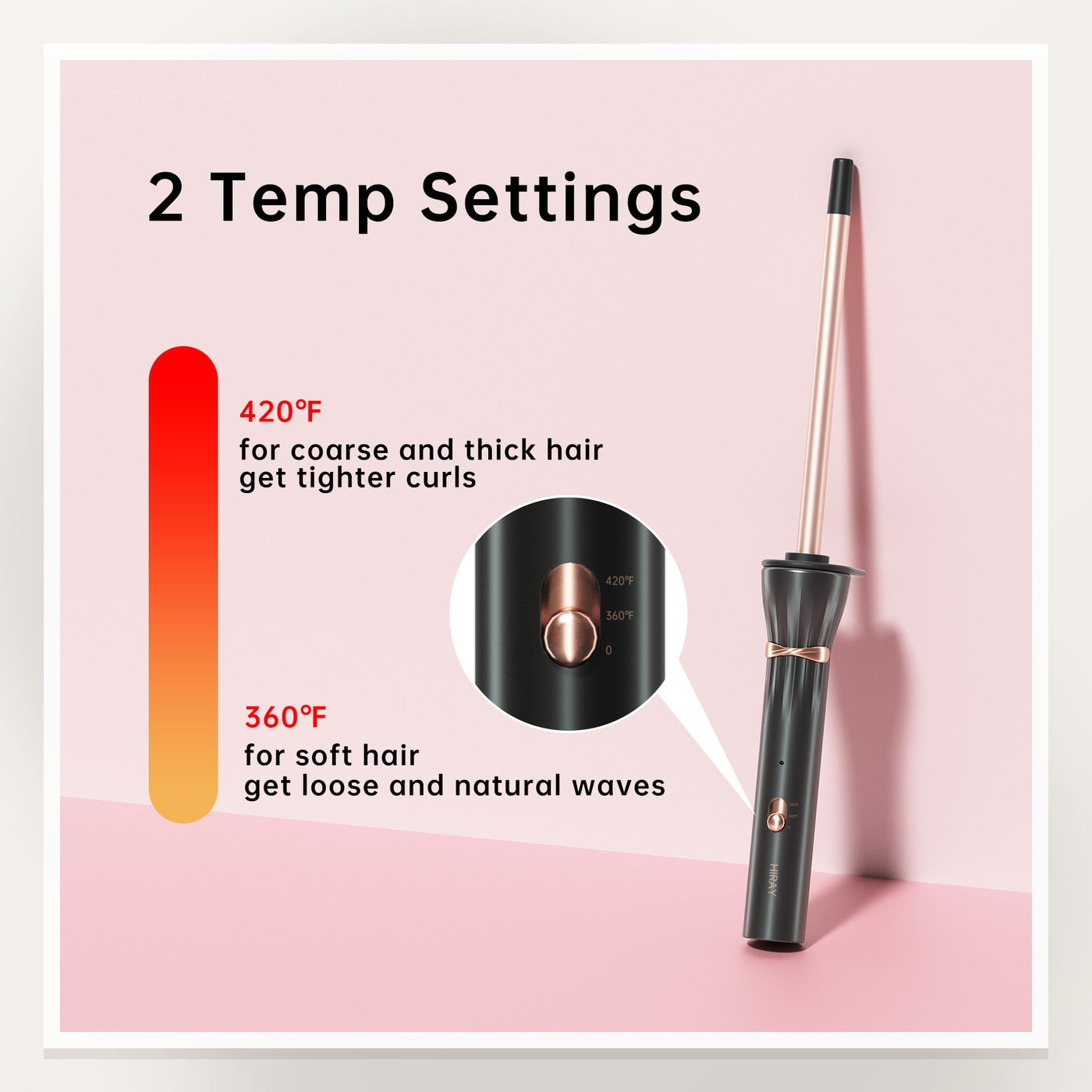 LuxeTiny 9mm Hair Styling Tool — Black — Heat control detail