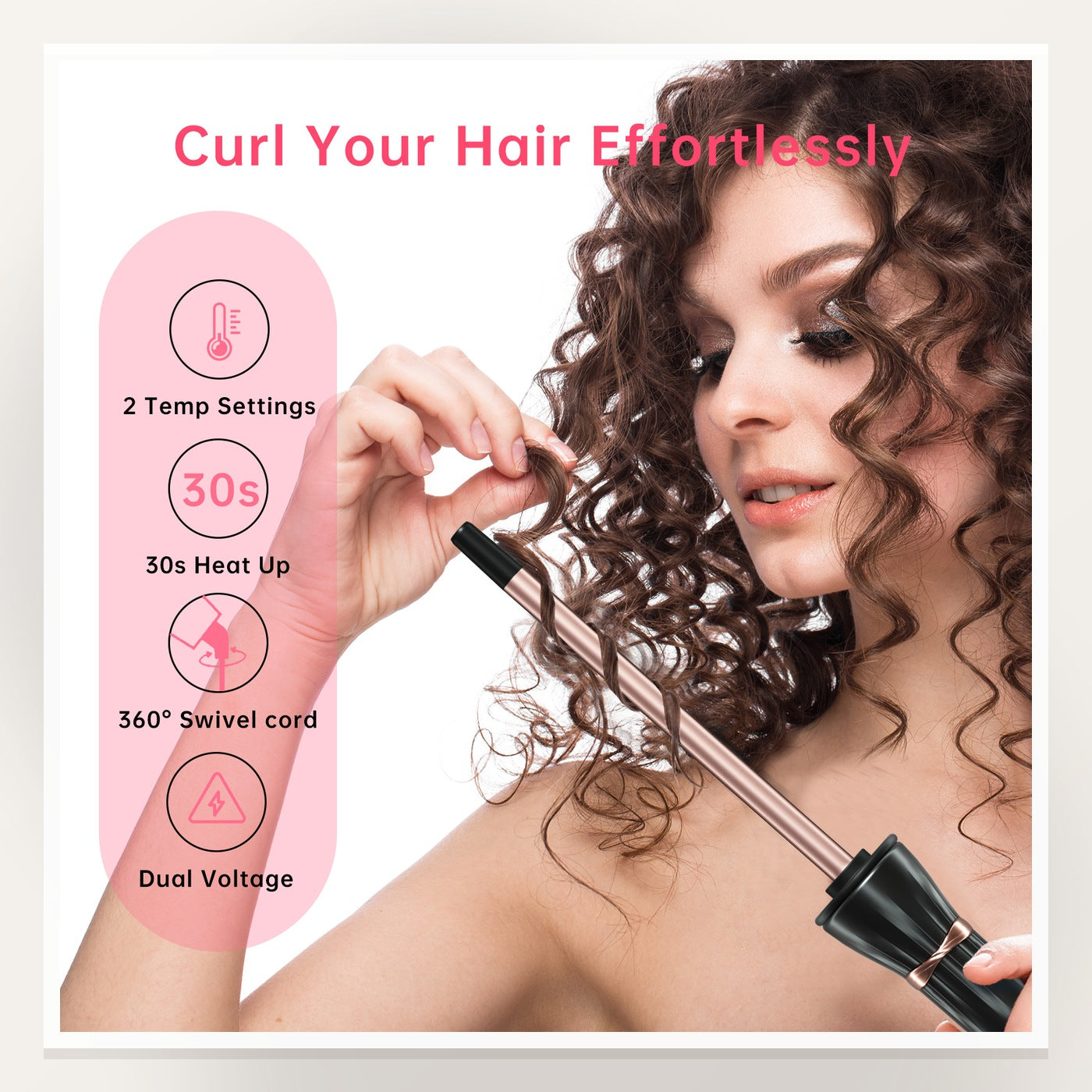 LuxeTiny 9mm Hair Styling Tool — Black — Styling result