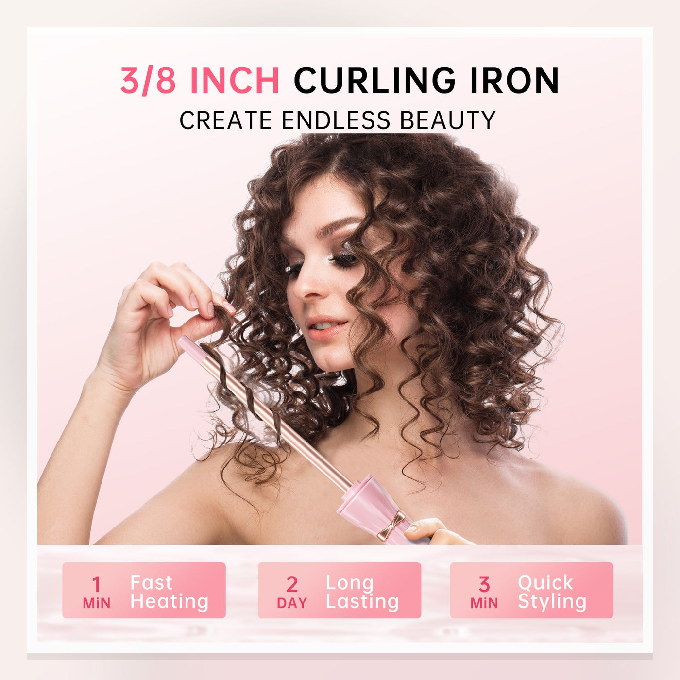 LuxeTiny 9mm Hair Styling Tool — Pink — Styling result
