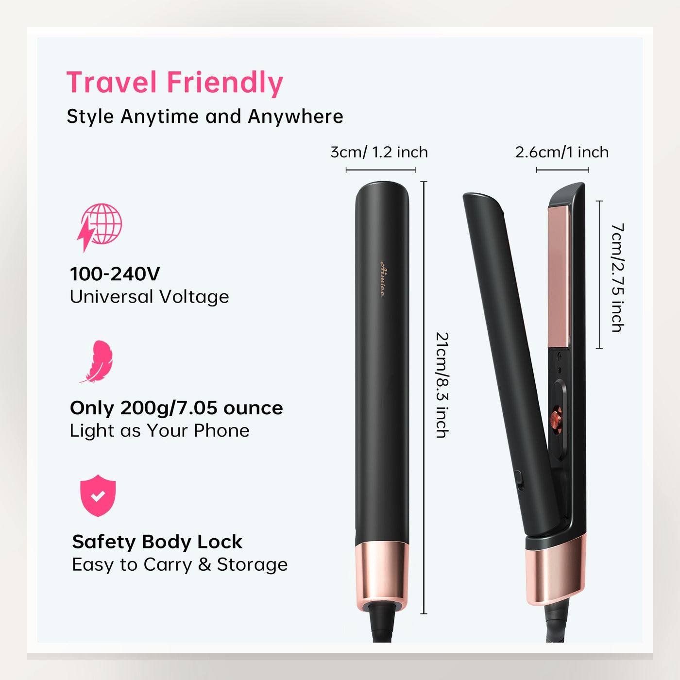 Onyx Mini Ceramic Flat Iron — Full product view